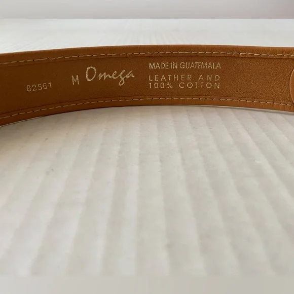 Vintage Omega Guatemalan Mayan Cotton Leather Belt Womens Size M Colorful Tribal - Picture 4 of 10